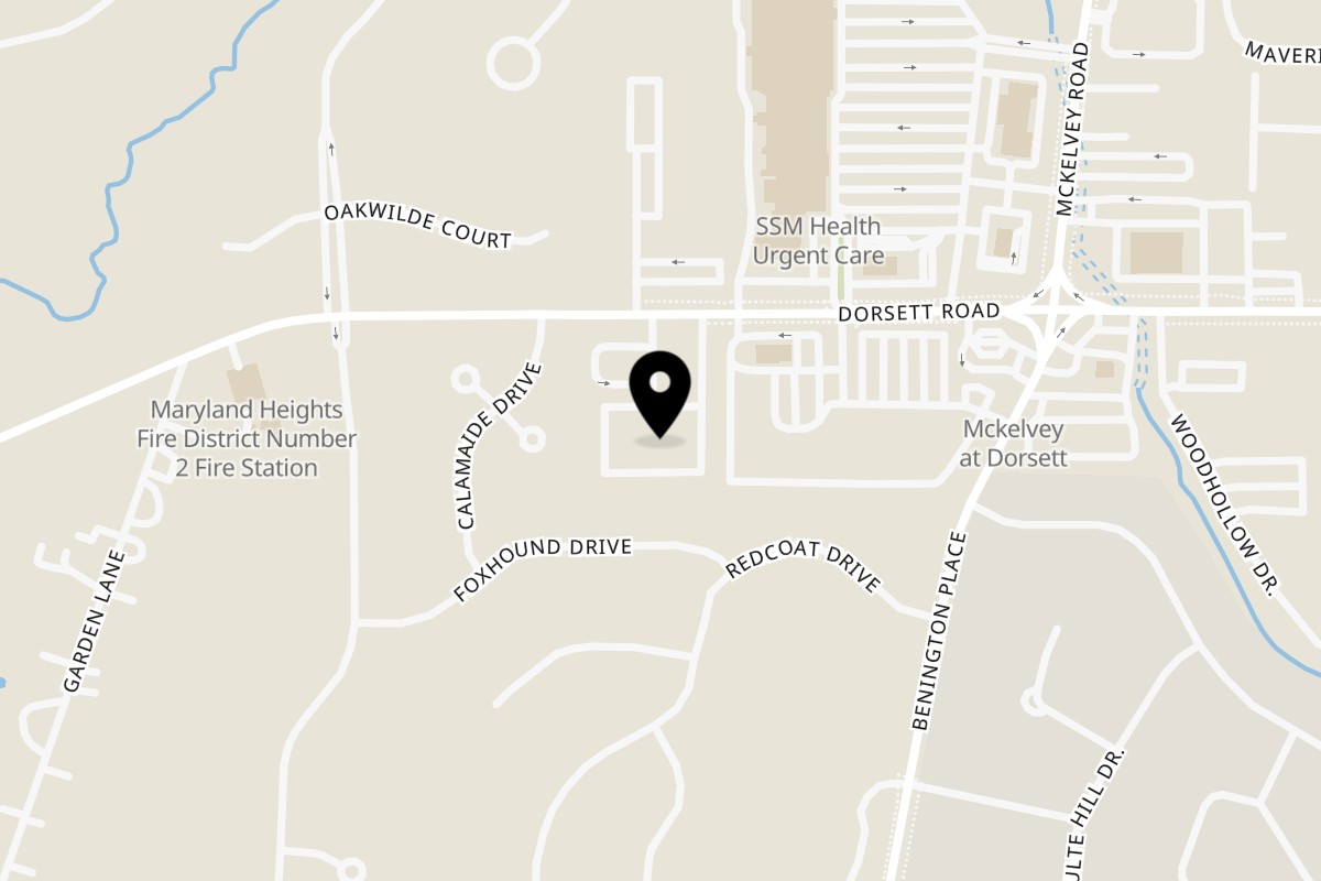 Map showing the location of Casa Juarez Mexican Town on 12710 Dorsett Rd in Maryland Heights